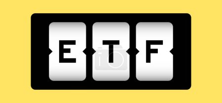 Téléchargez les illustrations : Couleur noire dans le mot ETF (abréviation de Exchange Traded Fund) sur la bannière de fente avec fond de couleur jaune - en licence libre de droit