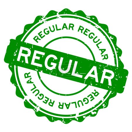 Téléchargez les illustrations : Grunge vert mot régulier rond tampon de joint en caoutchouc sur fond blanc - en licence libre de droit