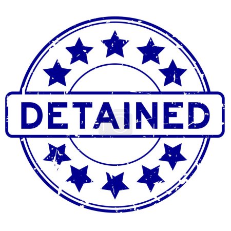Illustration for Grunge blue detained word round rubber seal stamp on white background - Royalty Free Image