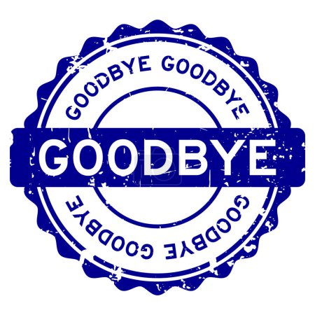 Illustration for Grunge blue goodbye word round rubber seal stamp on white background - Royalty Free Image