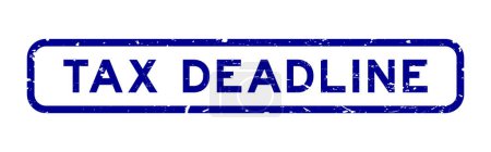 Ilustración de Grunge blue tax deadline word square rubber seal stamp on white background - Imagen libre de derechos