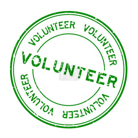 Ilustración de Grunge palabra voluntaria verde sello de goma redonda sobre fondo blanco - Imagen libre de derechos