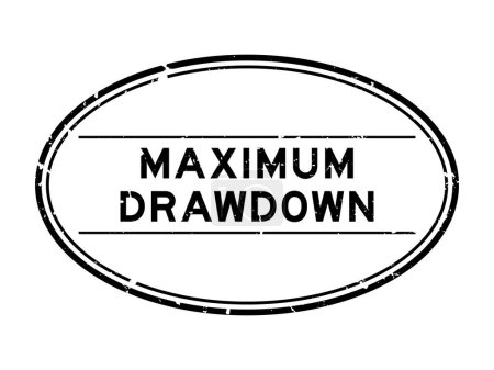 Grunge schwarzes Maximum Drawdown Wort ovale Gummidichtung Stempel auf weißem Hintergrund
