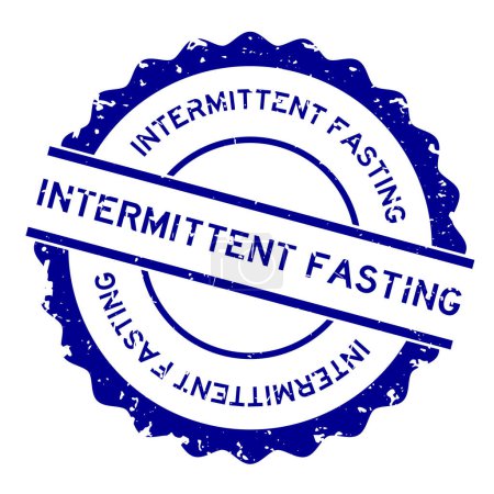 Grunge blue intermittent fasting word round rubber seal stamp on white background