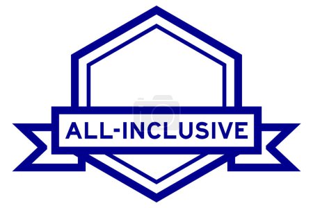 Vintage blaue Farbe Sechseck-Etikett Banner mit Wort all-inclusive auf weißem Hintergrund