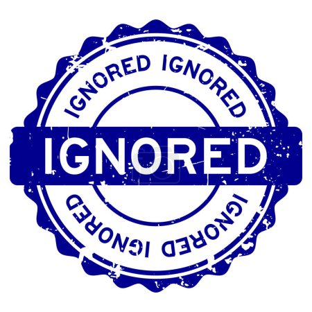 Ilustración de Grunge blue ignoró la palabra sello de goma redonda sobre fondo blanco - Imagen libre de derechos