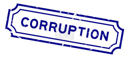 Grunge blue Korruption Wort Gummidichtung Stempel auf weißem Hintergrund