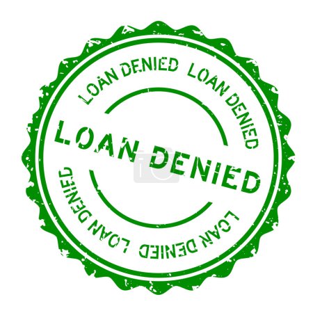 Illustration for Grunge green loan denied word round rubber seal stamp on white background - Royalty Free Image