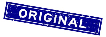 Grunge azul palabra original sello de goma cuadrada sobre fondo blanco