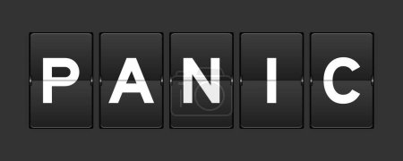 Schwarze Farbe analog Flip Board mit Wort Panik auf grauem Hintergrund