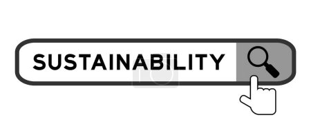 Suchbanner im Wort Nachhaltigkeit mit Lupensymbol auf weißem Hintergrund