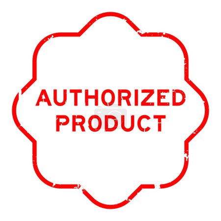 Grunge red authorized product word rubber seal stamp on white background