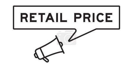Megaphone icon with speech bubble in word retail price on white background