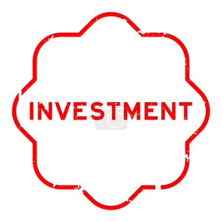 Grunge rotes Investitionswort Gummidichtungsstempel auf weißem Hintergrund