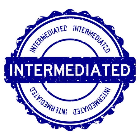Grunge blue intermediated word round rubber seal stamp auf weißem Hintergrund