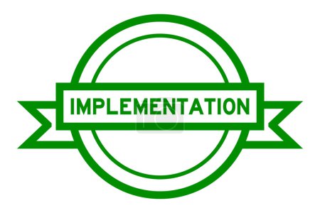 Ilustración de Banner de etiqueta redonda de color verde vintage con implementación de palabras sobre fondo blanco - Imagen libre de derechos