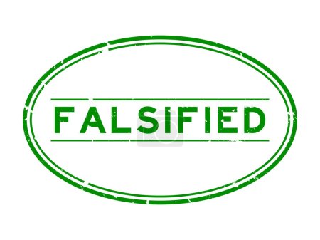 Illustration for Grunge green falsified word oval rubber seal stamp on white background - Royalty Free Image
