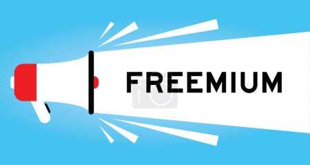 Color megaphone icon with word freemium in white banner on blue background