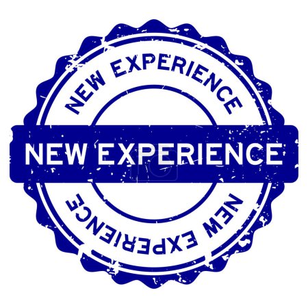 Grunge blue new experience word round rubber seal stamp auf weißem Hintergrund