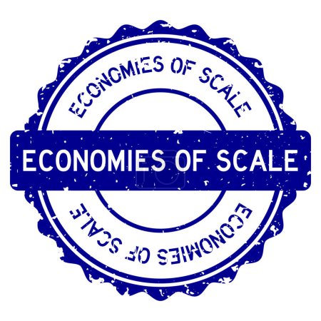 Ilustración de Grunge blue economies of scale word round rubber seal stamp on white background - Imagen libre de derechos
