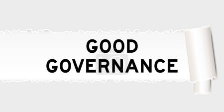 Illustration for Ripped gray paper background that have word good governance under torn part - Royalty Free Image