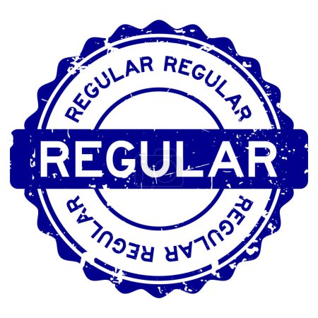 Grunge blue regular word round rubber seal stamp auf weißem Hintergrund