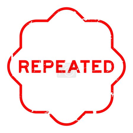 Grunge rotes wiederholtes Wort Gummidichtung Stempel auf weißem Hintergrund
