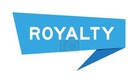 Blue color speech banner with word royalty on white background