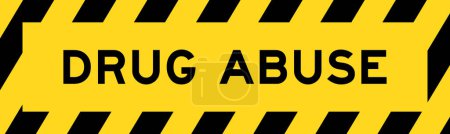 Yellow and black color with line striped label banner with word drug abuse