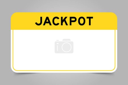 Label banner that have yellow headline with word jackpot and white copy space, on gray background