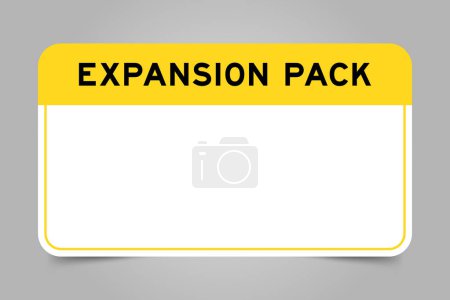 Label banner that have yellow headline with word expansion pack and white copy space, on gray background