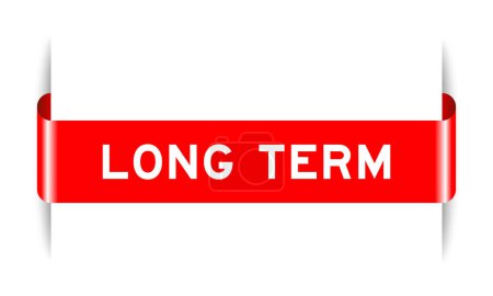 Banner de etiqueta insertado de color rojo con palabra a largo plazo sobre fondo blanco