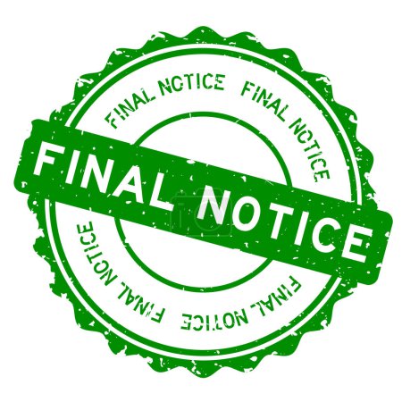Grunge green final notification word round rubber seal stamp auf weißem Hintergrund