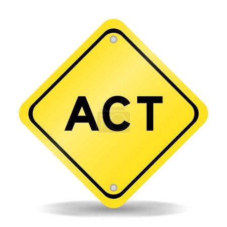 Yellow color transportation sign with word act on white background