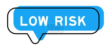 Sprechbanner und blauer Farbton mit Wort geringes Risiko auf weißem Hintergrund