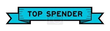 Banner de etiqueta de cinta con word top spender en color azul sobre fondo blanco