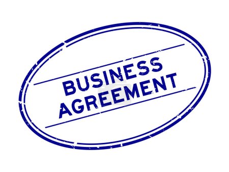 Ilustración de Grunge blue acuerdo de negocios palabra sello de goma ovalada sobre fondo blanco - Imagen libre de derechos