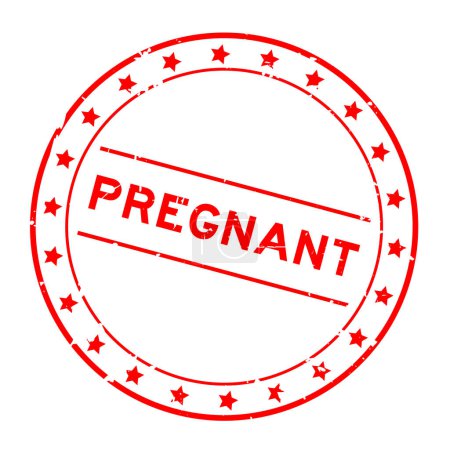 Grunge rote schwangere Wort runde Gummidichtung Stempel auf weißem Hintergrund