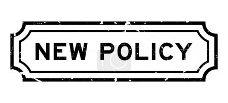 Grunge black new policy word rubber seal stamp auf weißem Hintergrund
