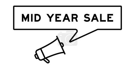 Illustration for Megaphone icon with speech bubble in word mid year sale on white background - Royalty Free Image