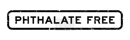 Sello de sello de goma cuadrada de palabra libre de ftalato negro grunge sobre fondo blanco

