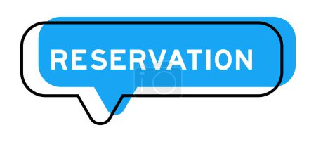 Speech banner and blue shade with word reservation on white background
