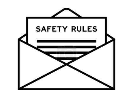 Umschlag und Buchstabenschild mit Sicherheitsregeln als Überschrift