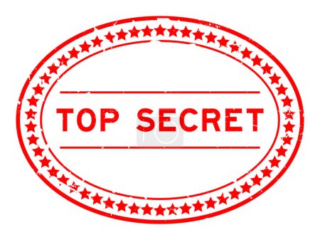 Téléchargez les illustrations : Grunge mot top secret rouge timbre sceau ovale sur fond blanc - en licence libre de droit