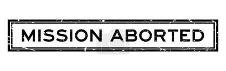 Grunge negro misión abortado palabra sello de goma cuadrada sello sobre fondo blanco