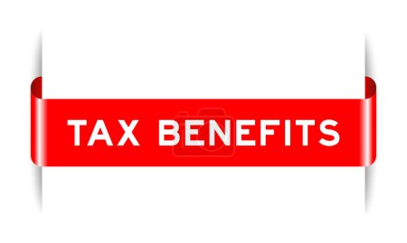 Rote Farbe eingefügt Etikettenbanner mit Wort Steuervorteile auf weißem Hintergrund