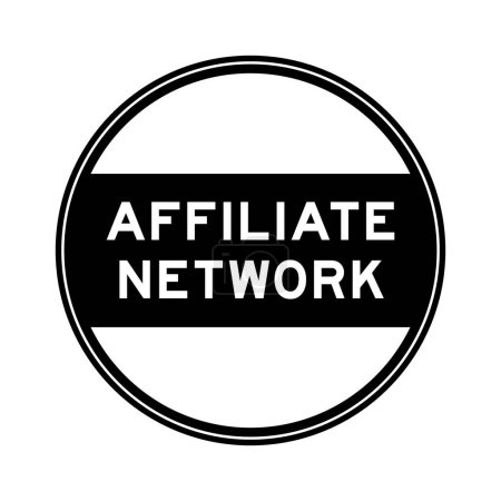 Schwarze Farbe runde Siegel Aufkleber in Wort Affiliate-Netzwerk auf weißem Hintergrund