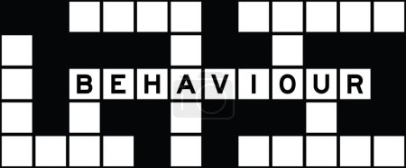 Illustration for Alphabet letter in word behaviour on crossword puzzle background - Royalty Free Image