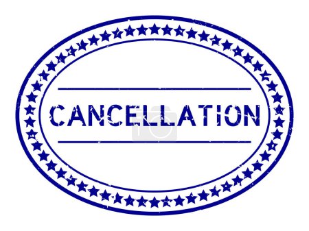 Grunge blue cancellation word oval rubber seal stamp auf weißem Hintergrund