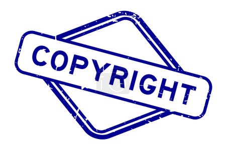 Téléchargez les illustrations : Grunge bleu copyright mot caoutchouc cachet timbre sur fond blanc - en licence libre de droit